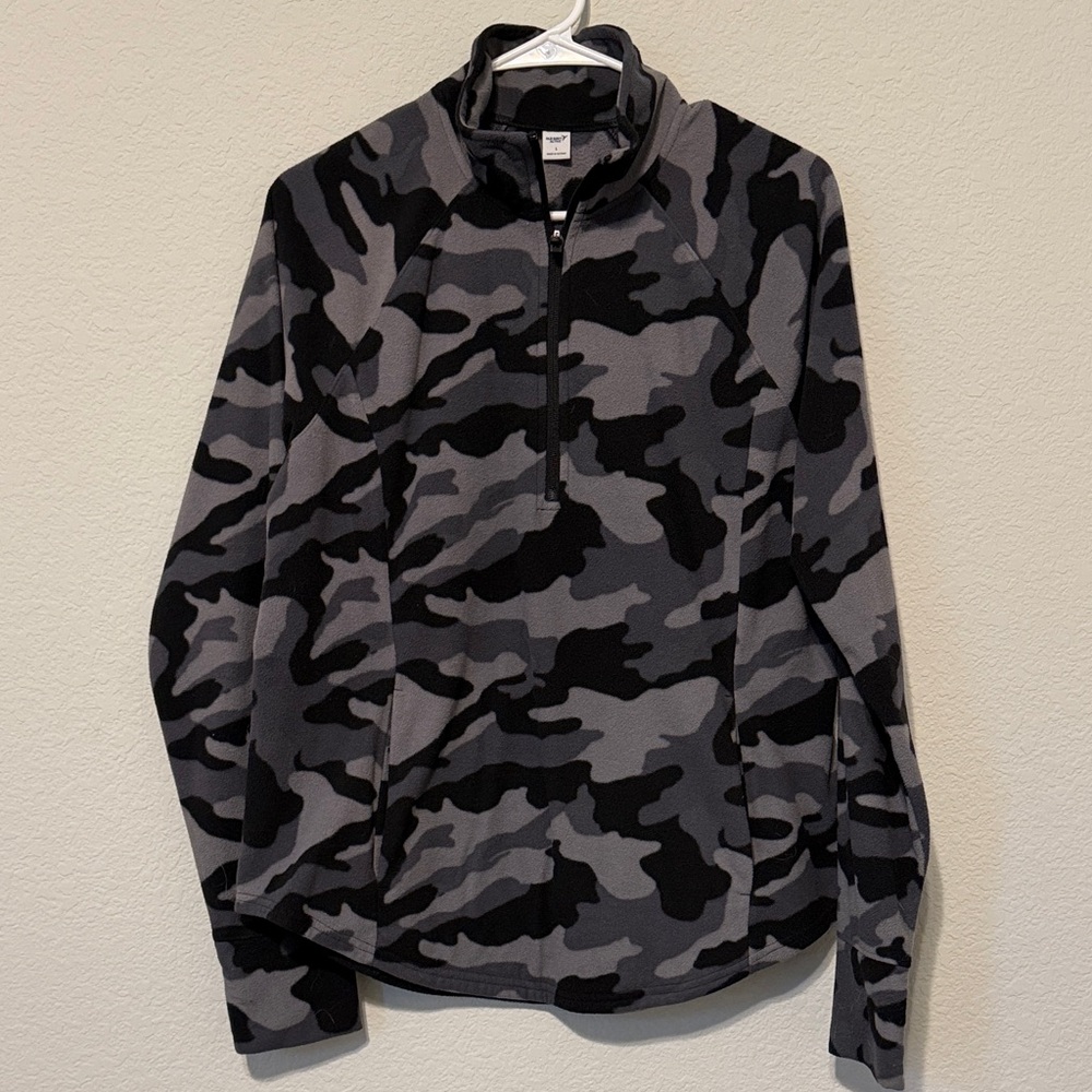 Old Navy Gray Camouflage Quarter Zip Jacket